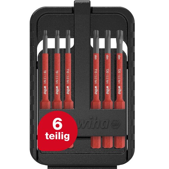 Wiha Bit Set slimBit electric TORX® 6-tlg. I inkl. slimBit-Box I flexibel, kompakt, mobil I VDE geprüft (43153)