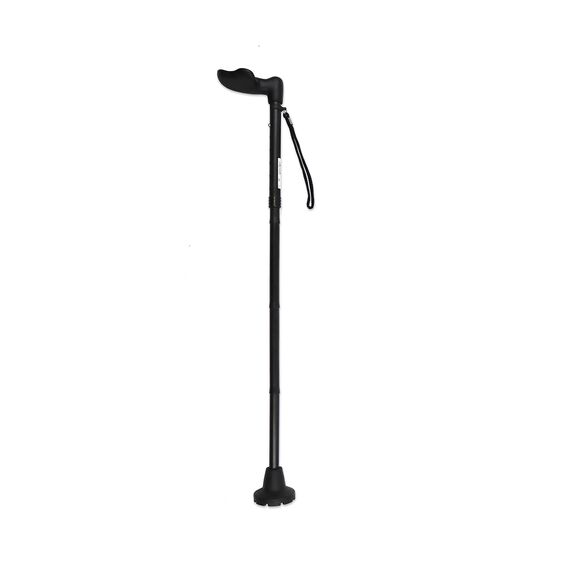 KMINA Gehstock Klappbar mit Ergonomischem Griff Links, Höhenverstellbarer Spazierstock für Herren und Damen, Faltbarer Stock aus Aluminium, Schwarz
