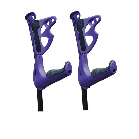 FDI - Opticomfort Premium Krücken für Erwachsene. Paar höhenverstellbare Krücken und gepolsterte Armlehnen und Griffe. Ultraleichtes Aluminium. Farbe Violett. Einheitsgröße