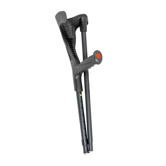 PEPE Mobility Krücke Faltbar Schwarz, Unterarmgehstütze Höhenverstellbar, Gehhilfe Orthopädisch, Klappbare Gehstütze für Erwachsene, Leichtes Aluminium