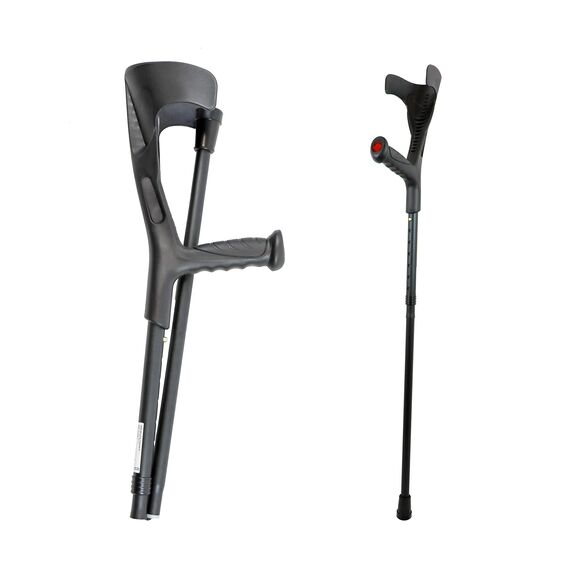 PEPE Mobility Krücken Faltbar Schwarz (2 Stück), Unterarmgehstützen Höhenverstellbar, Gehhilfe Orthopädisch, Klappbare Gehstützen für Erwachsene, Leichtes Aluminium