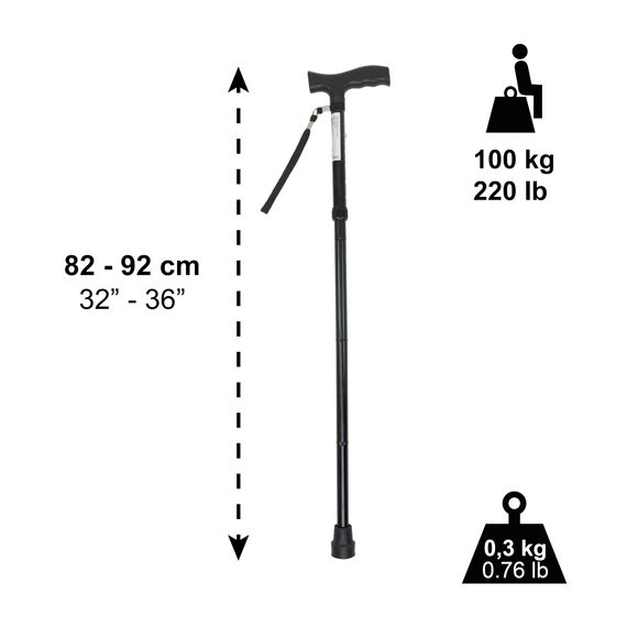 PEPE Mobility Gehstock Klappbar für Herren und Damen, Höhenverstellbarer Spazierstock für Senioren, Faltbare Gehhilfe aus Leichtem Aluminium, Gehstöcke für Erwachsene