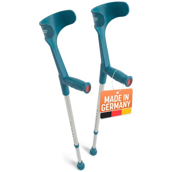 Dr. Paul Koch Krücken Paar Türkis - Gehhilfe Aus Aluminium Mit Kunststoffgriffen - Belastung Bis zu 120kg - Verstellbar Mit Praktischem Druckknopf - 540g pro Krücke