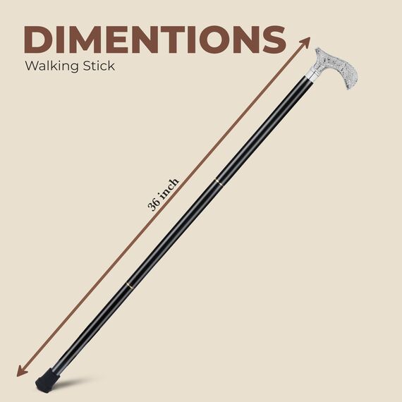 Ajuny Faltbarer Holz-Wanderstock Faltstock Gehstock Gehstütze, rutschfeste Gummispitze, Verchromter Messinggriff mit Silberblatt-Design, für Männer, Frauen und Senioren 91,4 cm/36 Zoll