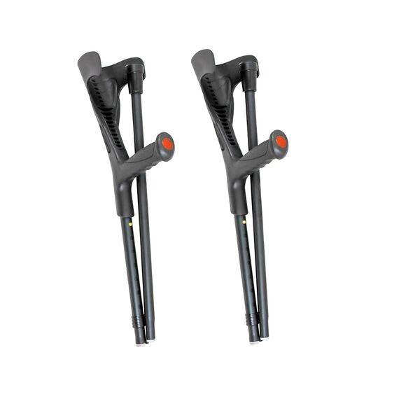 PEPE Mobility Krücken Faltbar Schwarz (2 Stück), Unterarmgehstützen Höhenverstellbar, Gehhilfe Orthopädisch, Klappbare Gehstützen für Erwachsene, Leichtes Aluminium