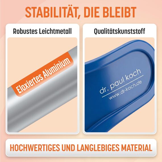 Dr. Paul Koch Krücken Paar Türkis - Gehhilfe Aus Aluminium Mit Kunststoffgriffen - Belastung Bis zu 120kg - Verstellbar Mit Praktischem Druckknopf - 540g pro Krücke