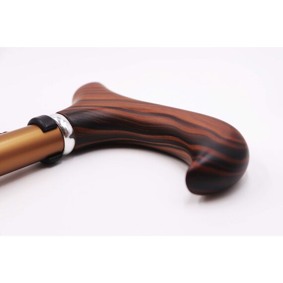 KMINA Gehstock Klappbar mit Holzgriff, Faltbarer Spazierstock für Damen und Herren, Höhenverstellbarer Aluminium Stock Elegant, Leichte Gehhilfe mit Handschlaufe und Tasche - Modell PRO