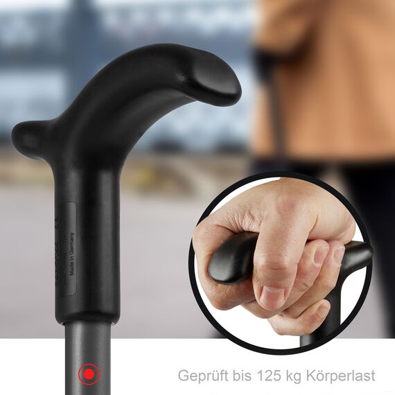 Rebotec Simplex Gehstock mit Fritzgriff Farbe anthrazit (MADE IN GERMANY)