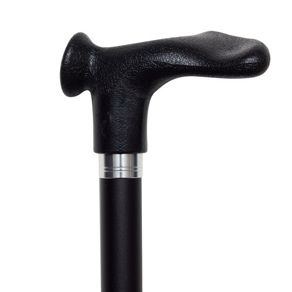 Gehstock Gehhilfe Leichtmetall mit anatomischem Comfort-Griff schwarz (Links)