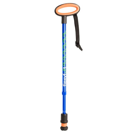 Flexyfoot Shock Absorbing Oval Handle Walking Stick - Blue - Improves Safety, Improves Grip, Reduces Shocks & Jarring