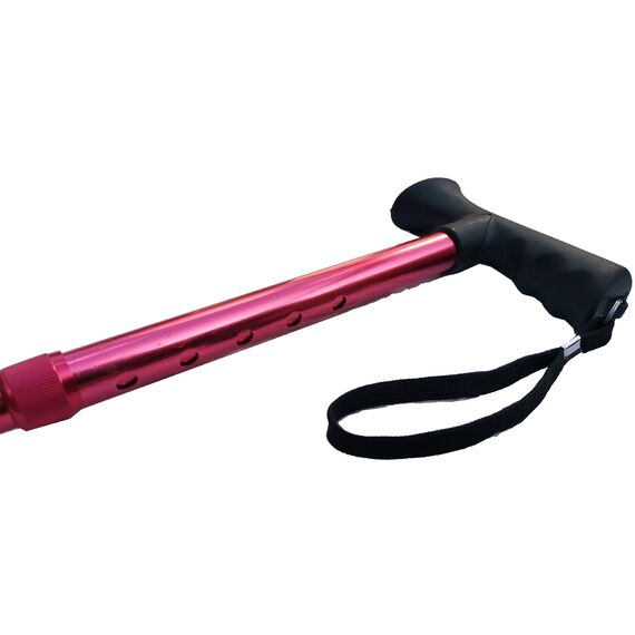 ESSENTIAL PRODUCTS Deluxe Gehstock, zusammenklappbar, verstellbar, Aluminium, metallisch, kompakt, für Herren, Damen und Damen, mit weichem Gel-Griff, 84 cm – 94 cm, Rot