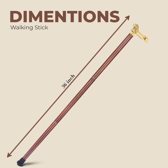 Ajuny Walking Sticks für Männer Frauen Senioren Braun Holz Faltbare dekorative Stöcke mit Lion Messing Griff 36 Zoll