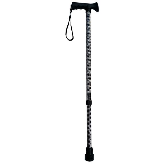Luxuriöser Damen-Gehstock mit Gravur, geätzt, verstellbar, mit weichem Gel-Griff, ergonomischer Griff für Damen, 64,8 cm – 90,2 cm, Schwarz