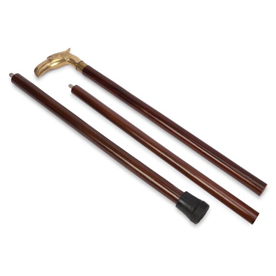 Ajuny Holz Gehstock für Herren Damen und Senioren mit Messing Metallgriff Antik Handgefertigt 91,4 cm Goldenes Adlerkopf Design Accessoire Täglicher Gebrauch Geschenk für Erwachsene