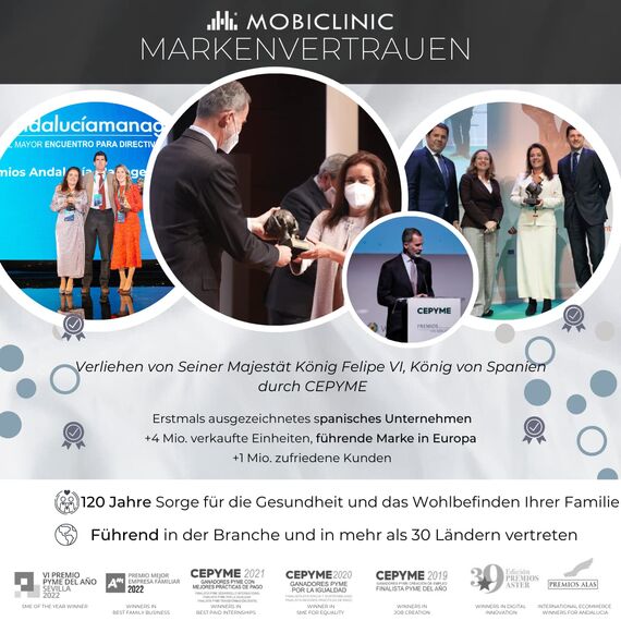 Mobiclinic®, Rollstuhl, Mod. S230, Faltbar und leicht, Sitzfläche 46 cm, Klappbare und abnehmbare Fußstützen, Klappbare und gepolsterte Armlehnen, Kleine Räder, Feststellbremse und Fußbremse