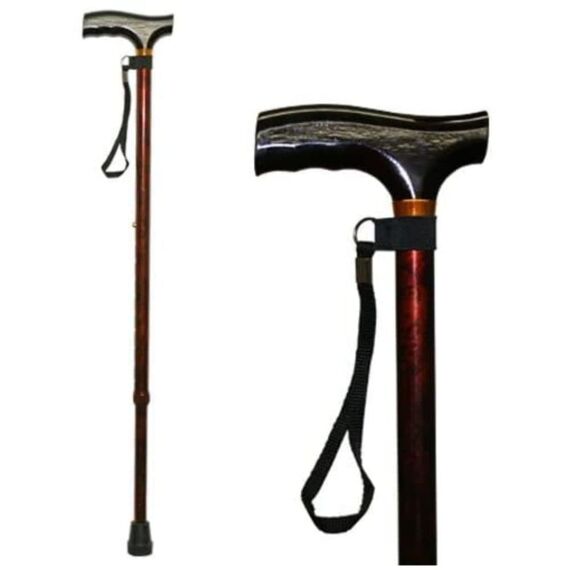 Homecraft Coloured Walking Sticks, Height-Adjustable Walking Stick for Stability and Support, Walnut