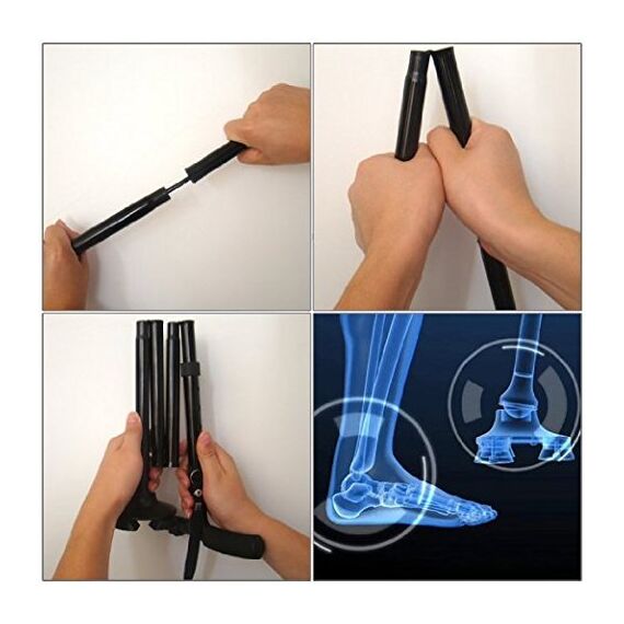 Ducomi Gehstöcke Spazierstock Trusty Cane mit LED-Licht, Höhenverstellbar und Klappbar
