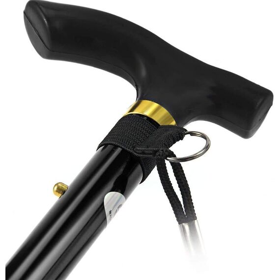 iCatchy Flexibler Gehstock, einfach höhenverstellbar, zusammenklappbar, ausziehbar, Mobilitätshilfe, zusammenklappbar, für Unisex, UKCA-zugelassen (schwarz)