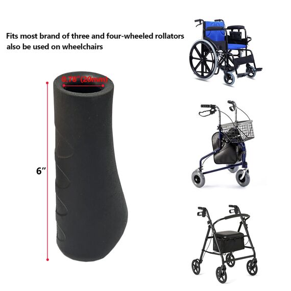 Rollator Handgriff für Rolling Walker Ersatz für Mobility Behinderte Patient Handgrips Zubehör, 0.78"(20mm), 2 Pcs(schwarz-A)