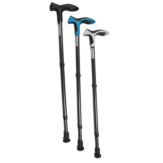 FDI - Gehstock für Senioren Soft Step. Höhenverstellbarer Gehstock für Senioren mit Rutschfester Spitze und gepolstertem Griff. Aus Aluminium. Farbe blau. Einheitsgröße.