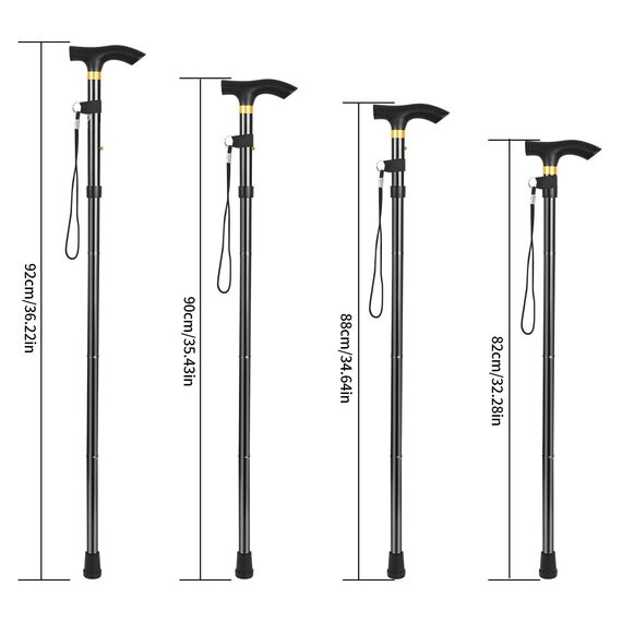 Faltbarer Gehstock, zusammenklappbar, ausziehbarer Gehstock, 84-92 cm, höhenverstellbar, zusammenklappbar, Gehhilfestöcke, leicht, für ältere Männer, Frauen und Damen (A)