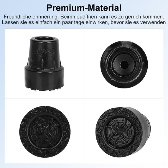 supregear Gehstockkappen (4er-Pack), 19 mm Ersatz-Gehstockkappe für Gehstöcke Krücken, Strapazierfähige Hochpolymer-PVC-Gehstockkappe, Rutschfester Stabiler Fußpolster, Klappbarer Gehstock-Zubehör