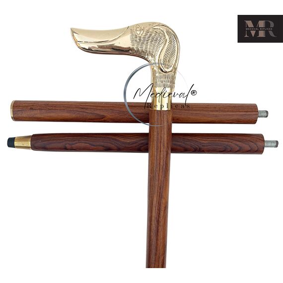 37" Premium Quality Rosewood Canes and Walking Sticks Brown & Golden, Solid Brass Dachshund Dog Head Handle - Wooden Stylish Walking Cane Fashion Statement - 12 Days of Deals