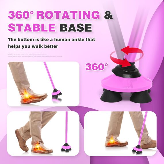BeneCane Gehstock für Männer & Frauen Klappbar Einstellbar leicht stabil zusammenklappbare Heavy Duty mit weichen TPR T-Griff und Reisetasche