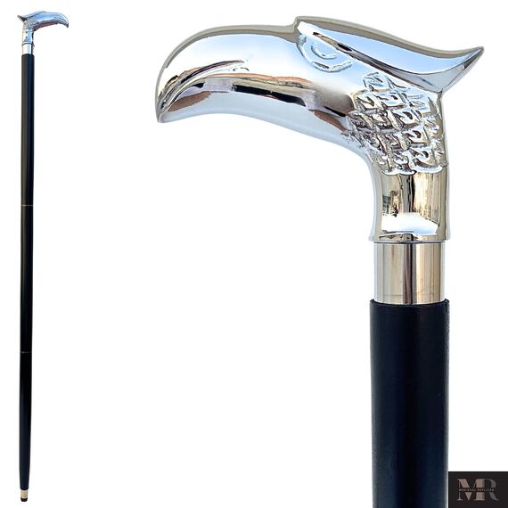 SouvNear dekorative Gehstöcke in Premiumqualität - Palisander mit Messinggriff, antike Optik, viktorianischer Stil, Gehstock für Damen und Herren, eleganter Gehstock aus Indien, 95 cm, holz, WalKing Cane., Silver Eagle Head