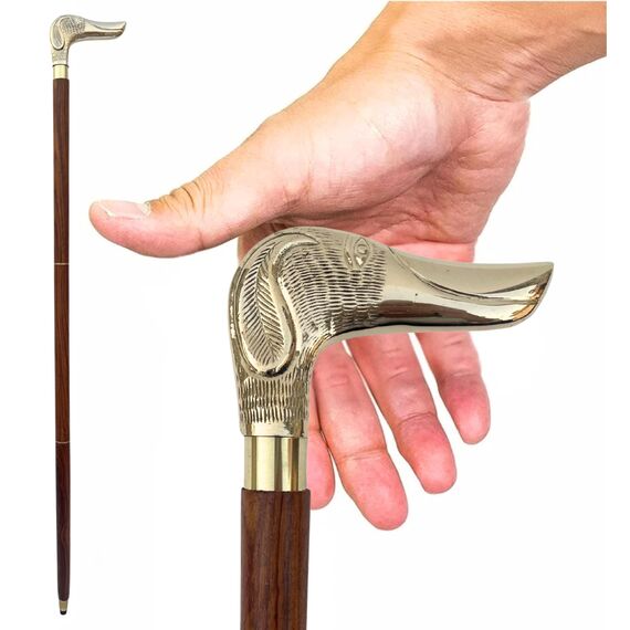 37" Premium Quality Rosewood Canes and Walking Sticks Brown & Golden, Solid Brass Dachshund Dog Head Handle - Wooden Stylish Walking Cane Fashion Statement - 12 Days of Deals