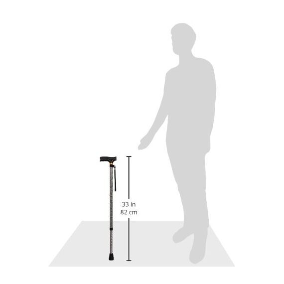 Homecraft Coloured Walking Sticks, Height-Adjustable Walking Stick for Stability and Support, Etched Black