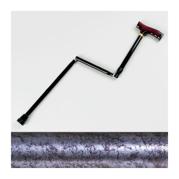 Homecraft Folding Coloured Walking Stick with Wooden Handle, Lightweight Adjustable Walking Cane for Balance, Mobility Aid, Grey Marble, 775-875mm