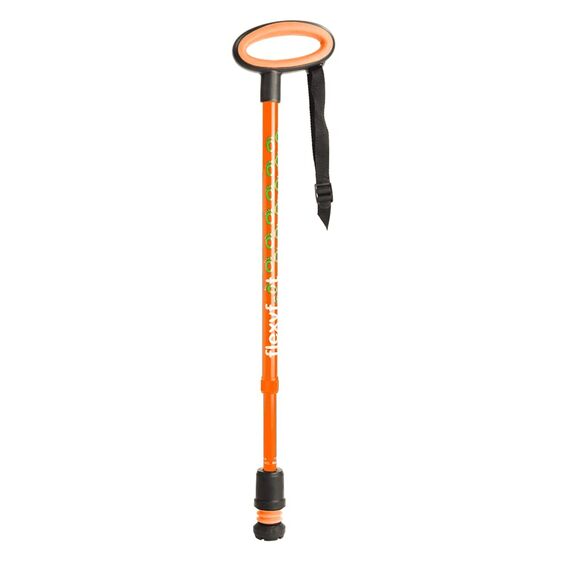 Flexyfoot Shock Absorbing Oval Handle Walking Stick - Orange - Improves Safety, Improves Grip, Reduces Shocks & Jarring