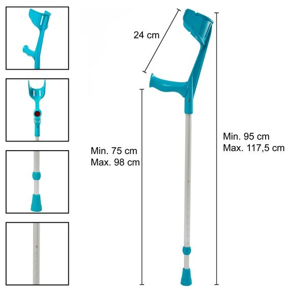 pulox - Magic-Soft - forearm crutch with soft-grip - max. 130 kg - single (1 pc.) - turquoise