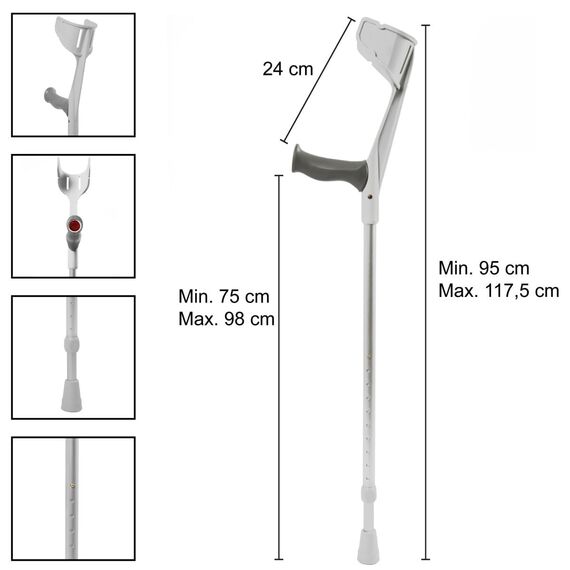 pulox - Magic-Soft - forearm crutch with soft-grip - max. 130 kg - single (1 pc.) - Gray