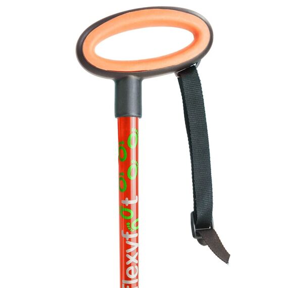 Flexyfoot Shock Absorbing Oval Handle Walking Stick - Red - Improves Safety, Improves Grip, Reduces Shocks & Jarring