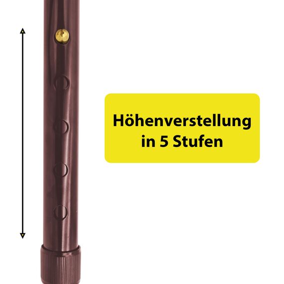 TIGA-MED Gehstock faltbar aus Aluminium – höhenverstellbar 83–92 cm, ergonomischer Griff, Ultraleicht 300 g, Rutschfester Gummifuß, inkl. Etui – Braun