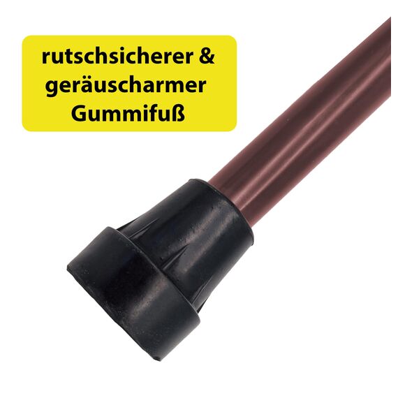 TIGA-MED Gehstock faltbar aus Aluminium – höhenverstellbar 83–92 cm, ergonomischer Griff, Ultraleicht 300 g, Rutschfester Gummifuß, inkl. Etui – Braun