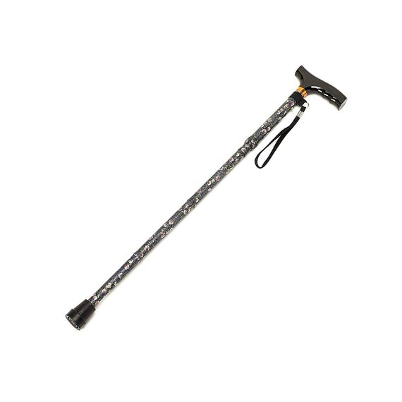 Homecraft Folding Coloured Walking Stick with Wooden Handle, Lightweight Adjustable Walking Cane for Balance, Mobility Aid, Wild Rose, 835-925mm