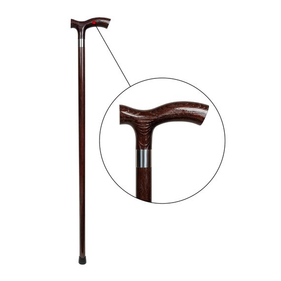 Dr. Watson Classic Fritz Gehstock – Handgefertigter Spazierstock aus Eschenholz mit polierter Edelstahlmanschette (Wenge)