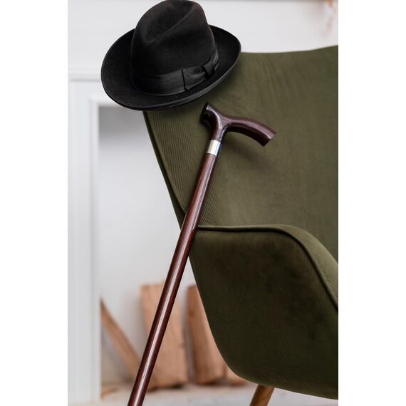 Dr. Watson Classic Fritz Gehstock – Handgefertigter Spazierstock aus Eschenholz mit polierter Edelstahlmanschette (Wenge)