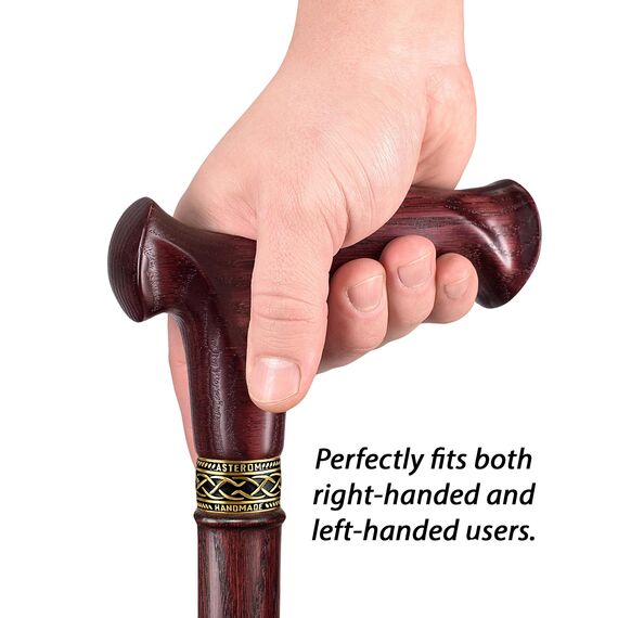 Asterom Ergonomischer handgefertigter Gehstock für Frauen – Holz Gehstock für ältere Frauen – Cooler einzigartiger Holzstock (Kirsche, 91,4 cm)