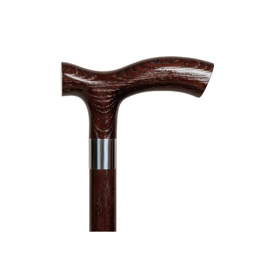 Dr. Watson Classic Fritz Gehstock – Handgefertigter Spazierstock aus Eschenholz mit polierter Edelstahlmanschette (Wenge)