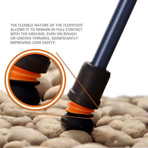 Flexyfoot Shock Absorbing Derby Handle Folding Walking Stick - Orange - Improves Safety, Improves Grip, Reduces Shocks & Jarring