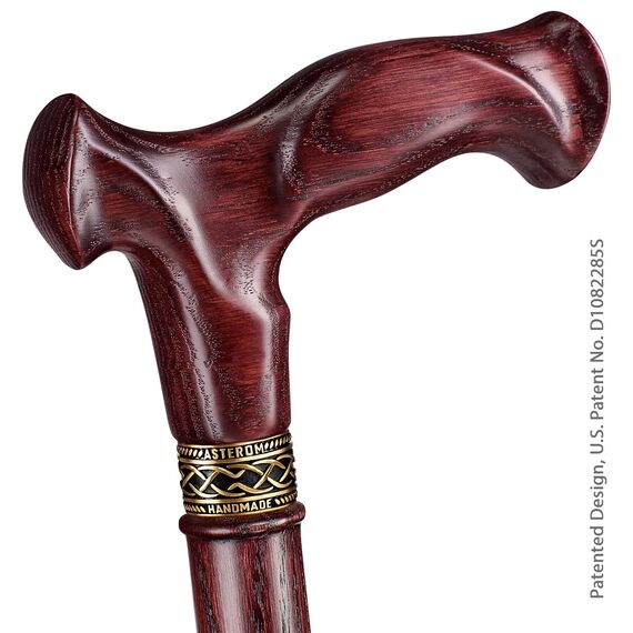 Asterom Ergonomischer handgefertigter Gehstock für Frauen – Holz Gehstock für ältere Frauen – Cooler einzigartiger Holzstock (Kirsche, 91,4 cm)