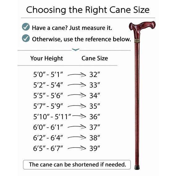 Asterom Ergonomischer handgefertigter Gehstock für Frauen – Holz Gehstock für ältere Frauen – Cooler einzigartiger Holzstock (Kirsche, 91,4 cm)