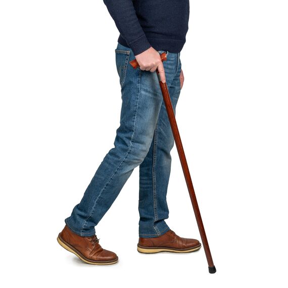 Dr. Watson Classic Fritz Gehstock – Handgefertigter Spazierstock aus Eschenholz mit polierter Edelstahlmanschette (Braun)