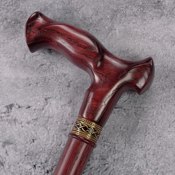 Asterom Handgemachter Gehstock aus Holz für ältere Menschen, Ergonomischer Gehstock für Senioren, Einzigartiger frischer Holzstock (Kirsche, 81 cm)
