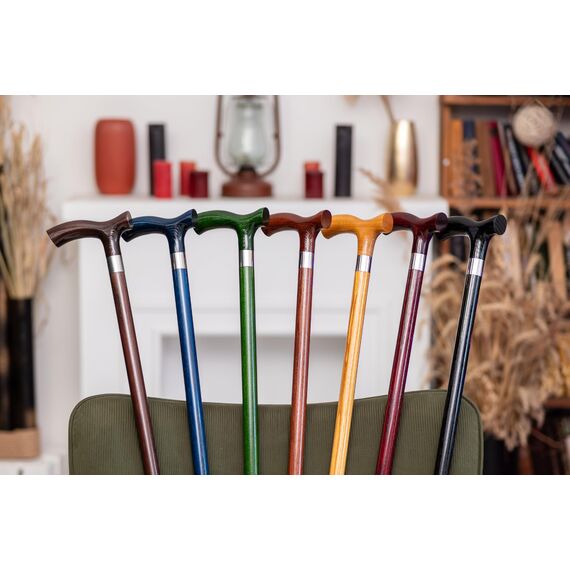 Dr. Watson Classic Fritz Gehstock – Handgefertigter Spazierstock aus Eschenholz mit polierter Edelstahlmanschette (Karamell)