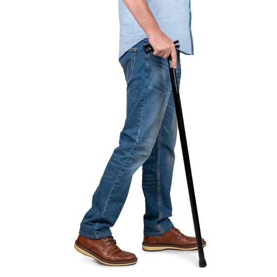 Dr. Watson Classic Fritz Gehstock – Handgefertigter Spazierstock aus Eschenholz mit polierter Edelstahlmanschette (Tiefschwarz)